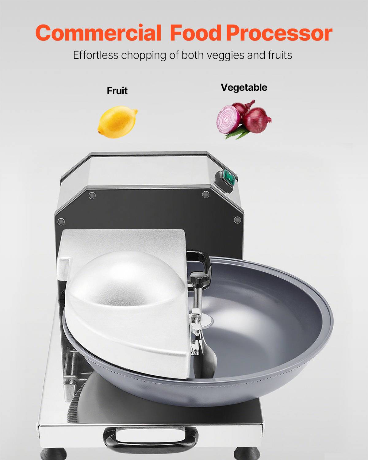 VEVOR Robot culinaire hachoir légumes 3000 tr/min inox. Lame incurvée en S. Pour fruits, restaurant, maison. - Image 2