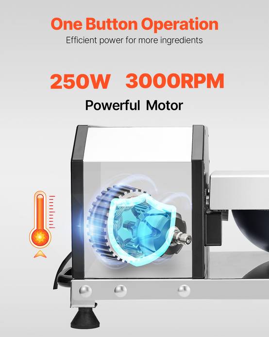 VEVOR Robot culinaire hachoir légumes 3000 tr/min inox. Lame incurvée en S. Pour fruits, restaurant, maison. - Image 4