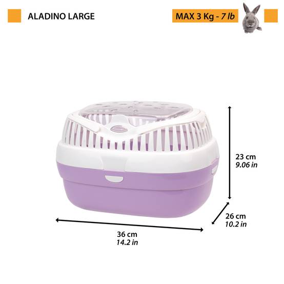 Ferplast - Ferplast Transport pour lapins, cochons d'inde et rats ALADINO LARGE Cage de transport pour animaux domestiques, rongeurs, lapins, plastique - Image 2