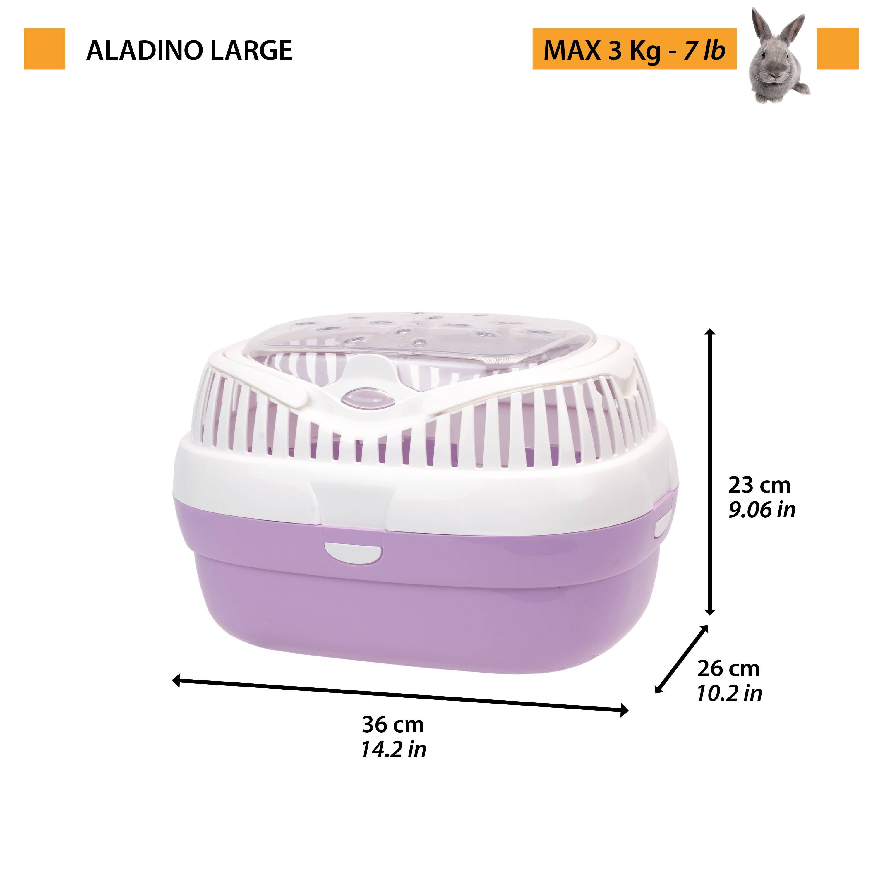 Ferplast - Ferplast Transport pour lapins, cochons d'inde et rats ALADINO LARGE Cage de transport pour animaux domestiques, rongeurs, lapins, plastique - Image 2