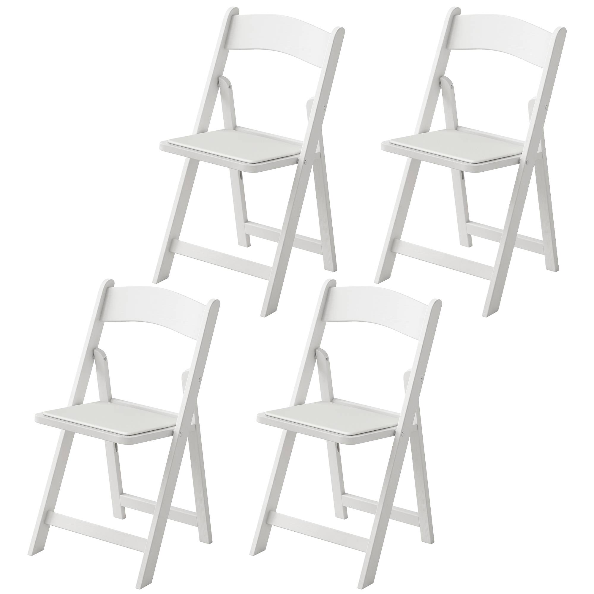 Lot de 4 chaises pliantes en résine et PU, chaises pliantes portables pour intérieur et extérieur, 45x44x78cm, blanc - Image 2