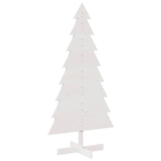 Sapin de Noël en Bois Pin Massif Décoration Intérieure 150 cm Blanc – ComfortXL Outdoor Living - Image 2