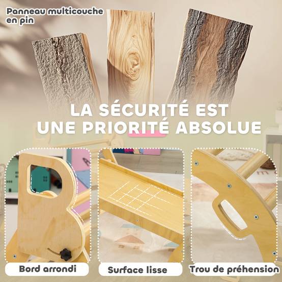 5 en 1 Triangle arche d'escalade enfants avec triangle d'escalade, rampe d'escalade réversible, bascule - Image 7