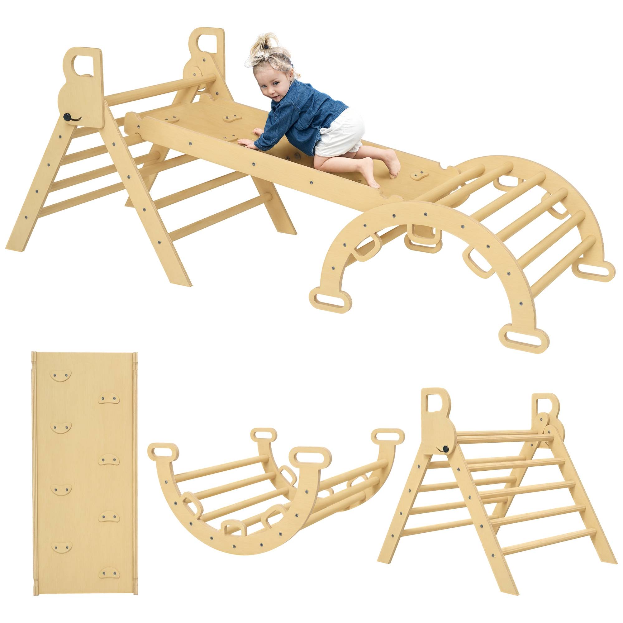 5 en 1 Triangle arche d'escalade enfants avec triangle d'escalade, rampe d'escalade réversible, bascule - Image 1