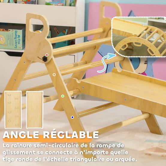 5 en 1 Triangle arche d'escalade enfants avec triangle d'escalade, rampe d'escalade réversible, bascule - Image 8