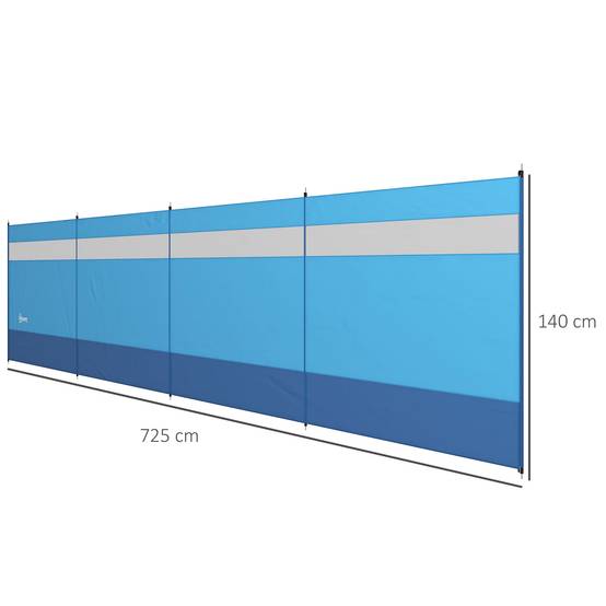 Pare-vent de camping acier bleu 725 x 1 x 140 cm - PANGIVO - Image 5