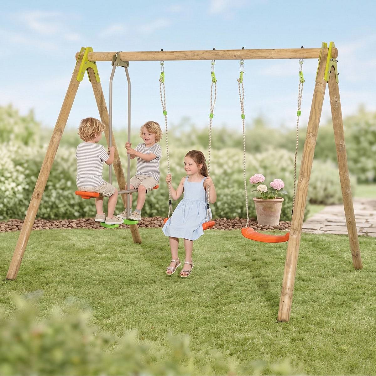 Portique bois 1,90 m Natura Berry 4 enfants - Image 2
