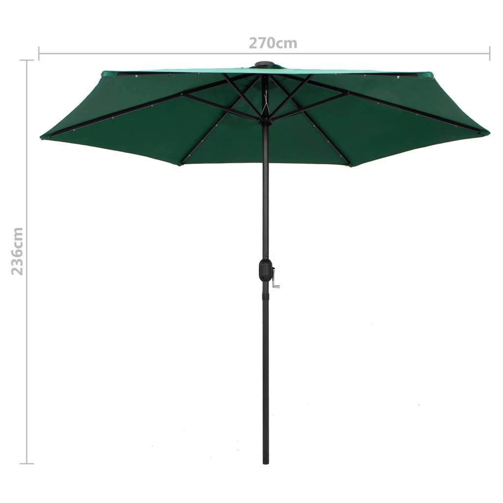 Vidaxl - Parasol de jardin avec lumières LED et mât en aluminium vert vidaXL 47352 - Image 8