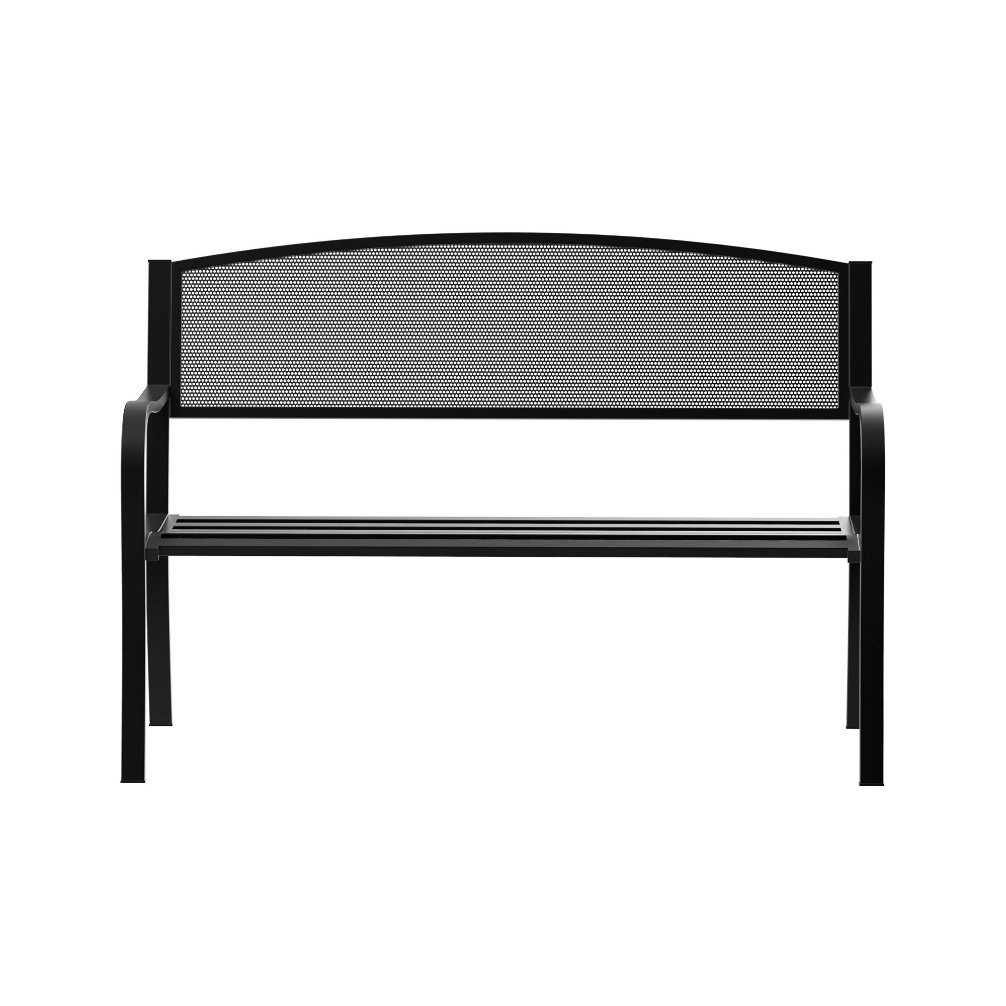 ComfortXL - Banc de jardin 2 places métal fonte cour extérieure dossier ergonomique 127x60x87cm noir - ComfortXL Outdoor Living - Image 5