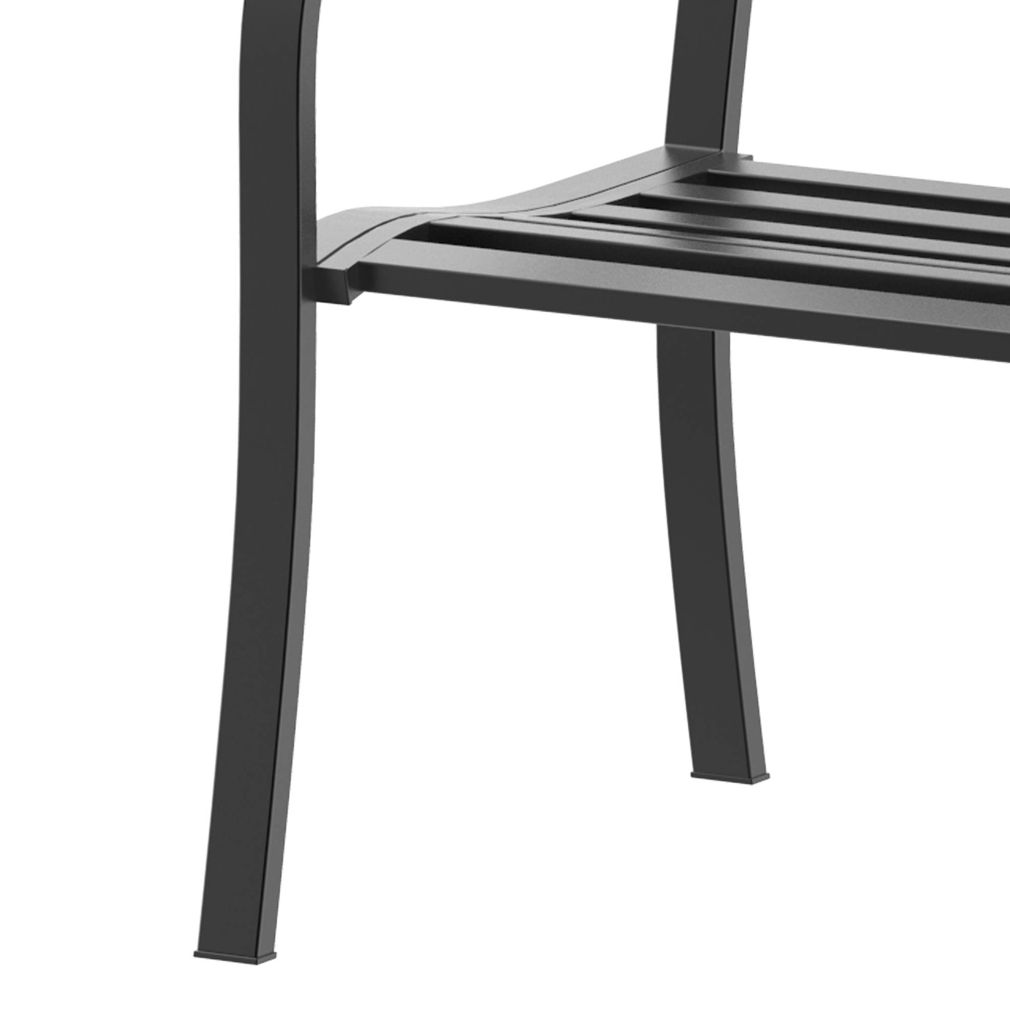 ComfortXL - Banc de jardin 2 places métal fonte cour extérieure dossier ergonomique 127x60x87cm noir - ComfortXL Outdoor Living - Image 9