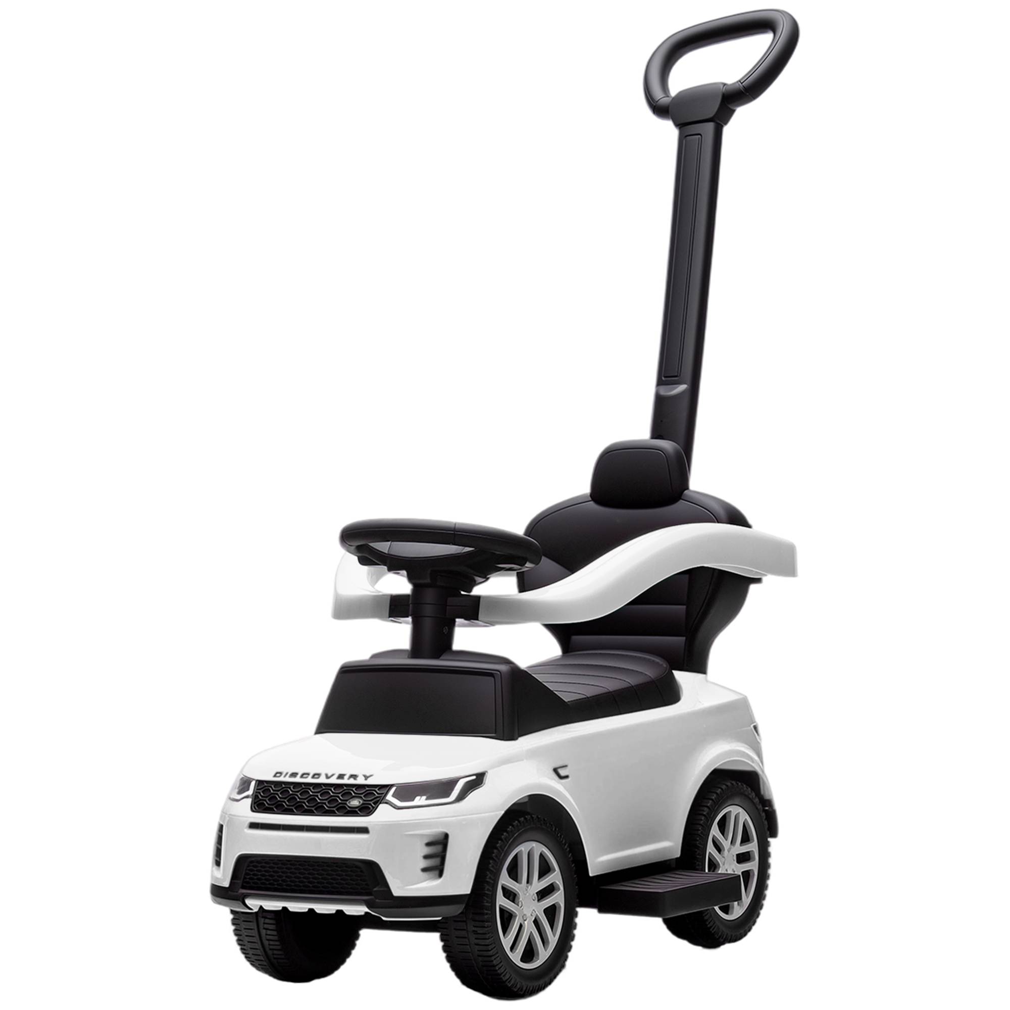 Porteur enfants Land Rover Discovery sous licence, porteur voiture à pousser avec poignée amovible, 84x40x94,5cm, blanc - Image 2
