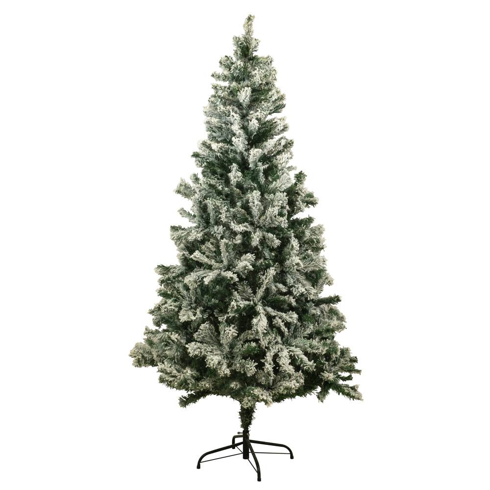 Sapin de Noël artificiel vert enneigé blanc Blooming - Arbre pour décoration de Noël avec support métallique 150 cm Blanc