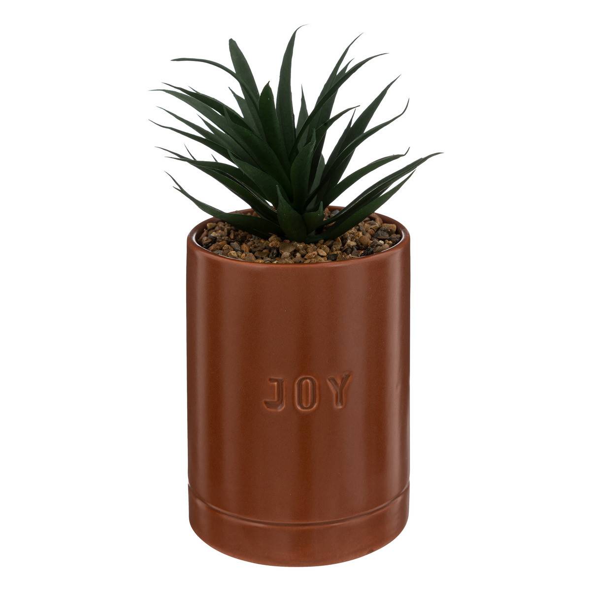 Plante artificielle pot en Céramique Marron Caramel H 20 cm - Image 1