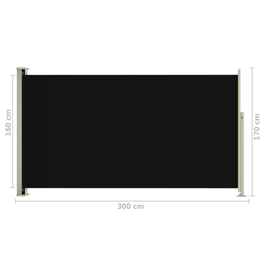 Helloshop26 - Auvent paravent store brise-vue latéral rétractable de patio jardin terrasse balcon protection visuelle écran 170 x 300 cm noir - Image 6