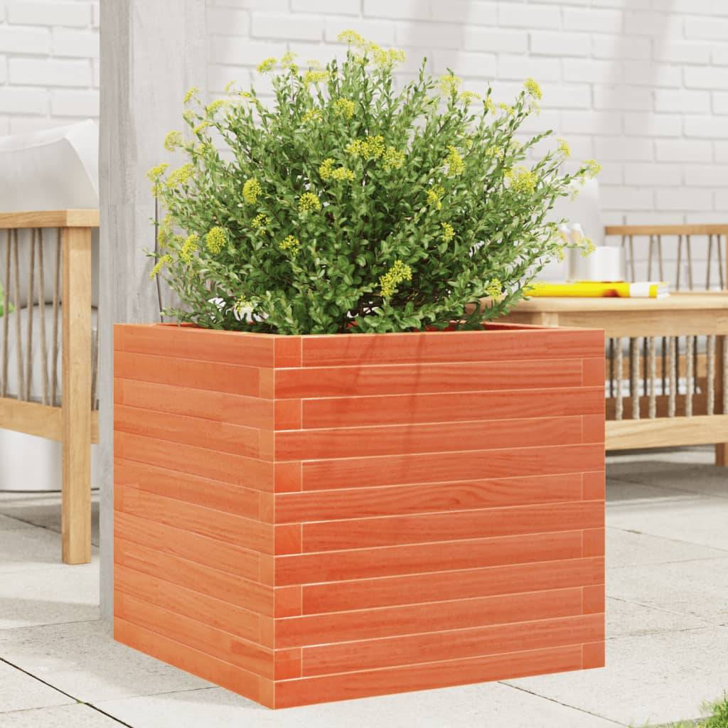 Jardinière bois pin massif cire marron 50 x 50 x 45,5 cm - PANGIVO - Image 1