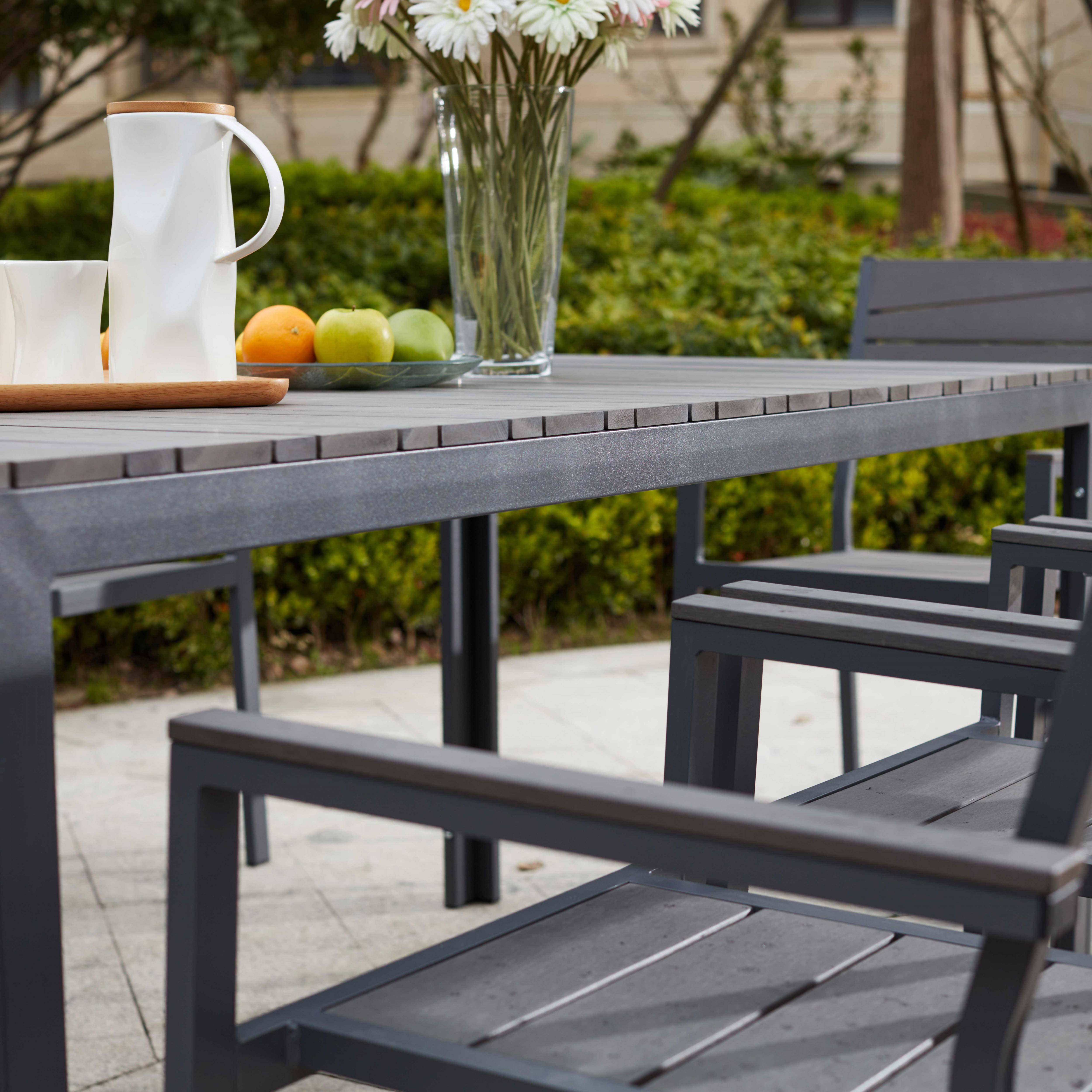 Oviala - Table de jardin en aluminium et bois synthétique 8 places gris Saint Raphael - Oviala - Image 6