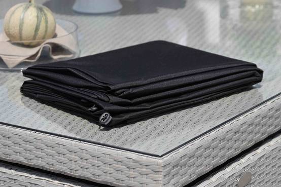Dcb Garden - Housse de protection pour table de jardin 4 places en polyester - Noir - HOUSSE - Image 3