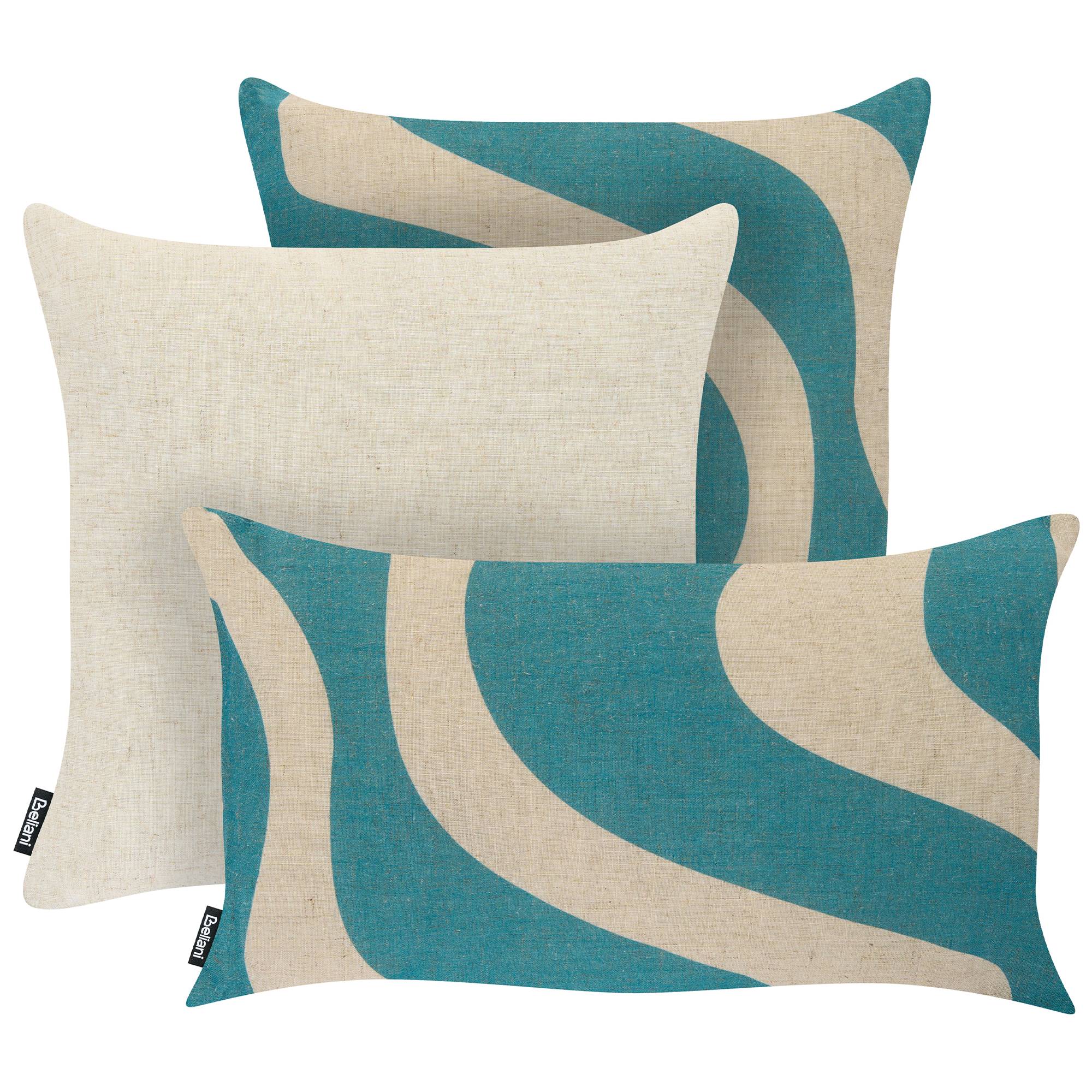 Beliani - Coussin d'extérieur Polyester Beige/bleu AURINIA - 30x50x10- Beliani - Image 2