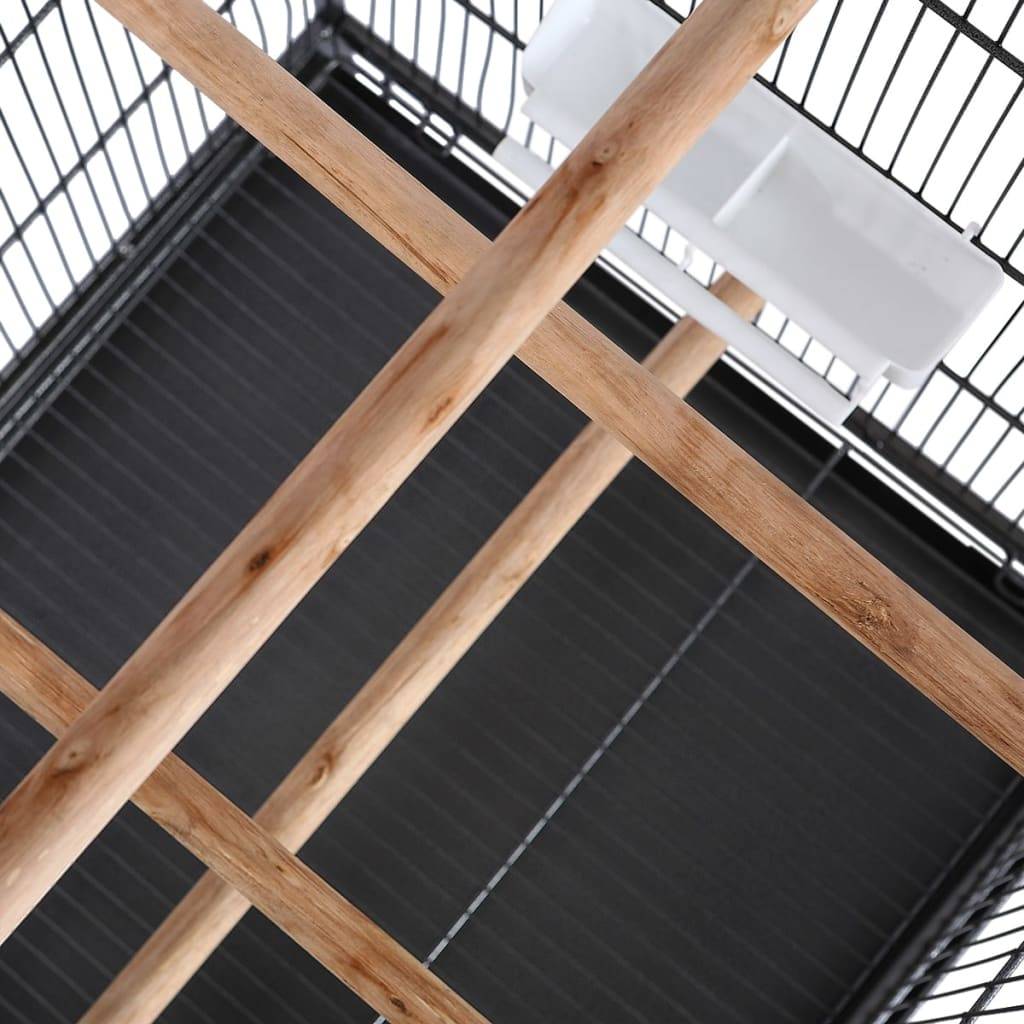 Grande cage à oiseaux acier avec toit pour intérieur Noir 155 cm – ComfortXL Pet Living - Image 6