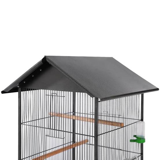 Grande cage à oiseaux acier avec toit pour intérieur Noir 155 cm – ComfortXL Pet Living - Image 2