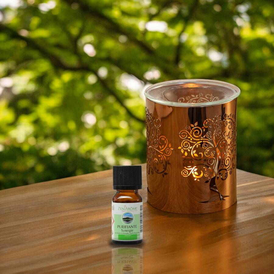 Brûle-Parfum métallique - motif arbre de vie - Élégant et Ambiance Envoûtante - Intérieur parfumé - H 10,5cm – Zen'Arôme - Image 2