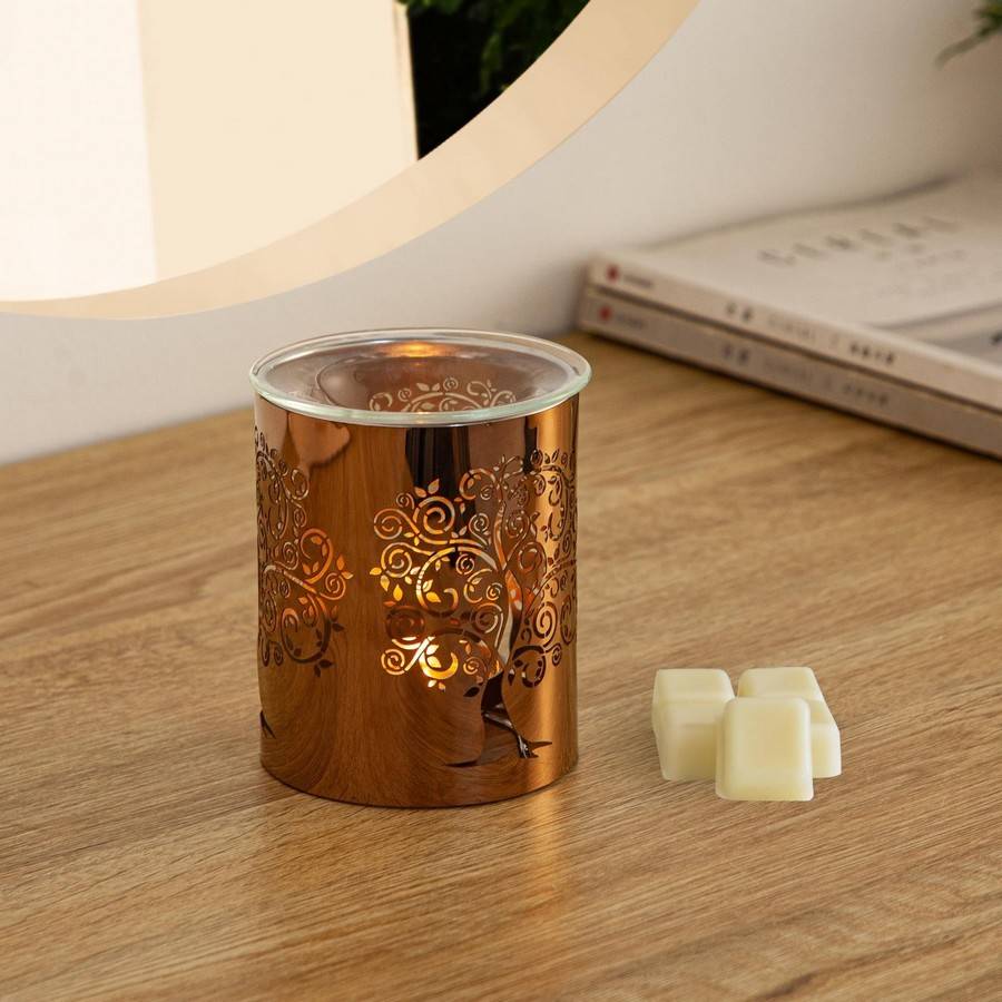 Brûle-Parfum métallique - motif arbre de vie - Élégant et Ambiance Envoûtante - Intérieur parfumé - H 10,5cm – Zen'Arôme - Image 8