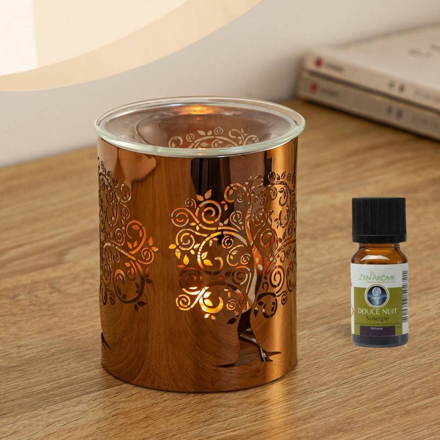 Brûle-Parfum métallique - motif arbre de vie - Élégant et Ambiance Envoûtante - Intérieur parfumé - H 10,5cm – Zen'Arôme - Image 6