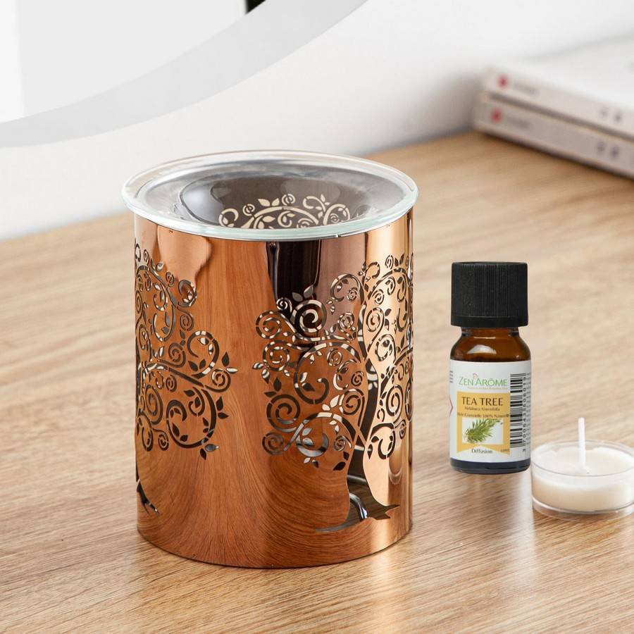 Brûle-Parfum métallique - motif arbre de vie - Élégant et Ambiance Envoûtante - Intérieur parfumé - H 10,5cm – Zen'Arôme - Image 7