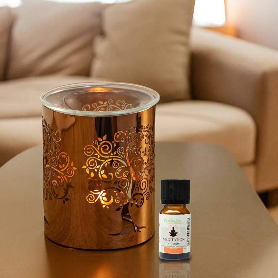 Brûle-Parfum métallique - motif arbre de vie - Élégant et Ambiance Envoûtante - Intérieur parfumé - H 10,5cm – Zen'Arôme - Image 3