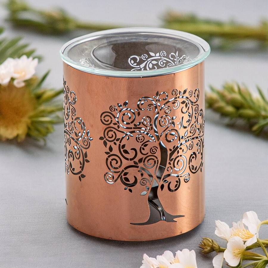 Brûle-Parfum métallique - motif arbre de vie - Élégant et Ambiance Envoûtante - Intérieur parfumé - H 10,5cm – Zen'Arôme - Image 1