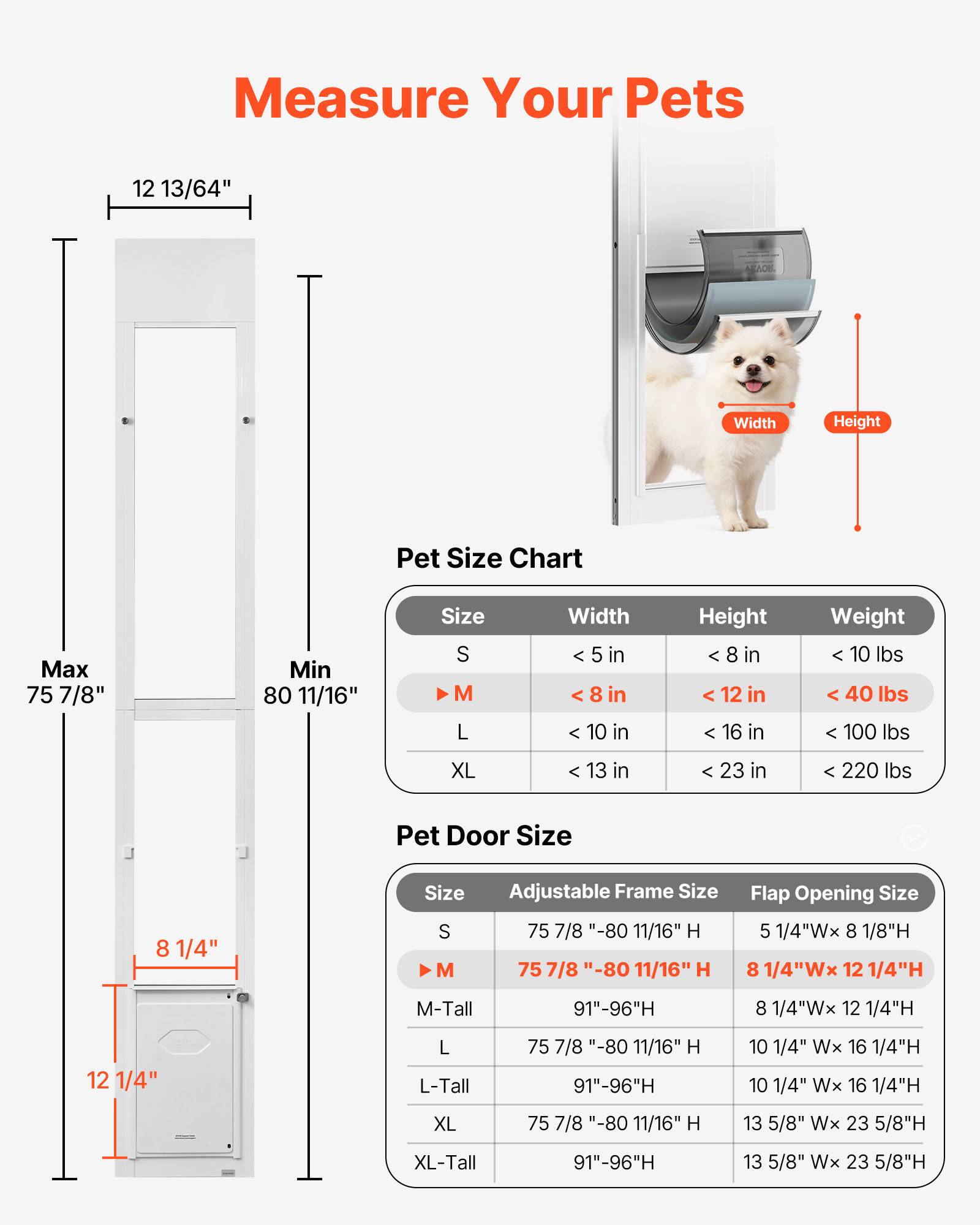 VEVOR Chatière pour Porte Coulissante en Verre Chiens Taille M Rabat 3 Couches - Image 2