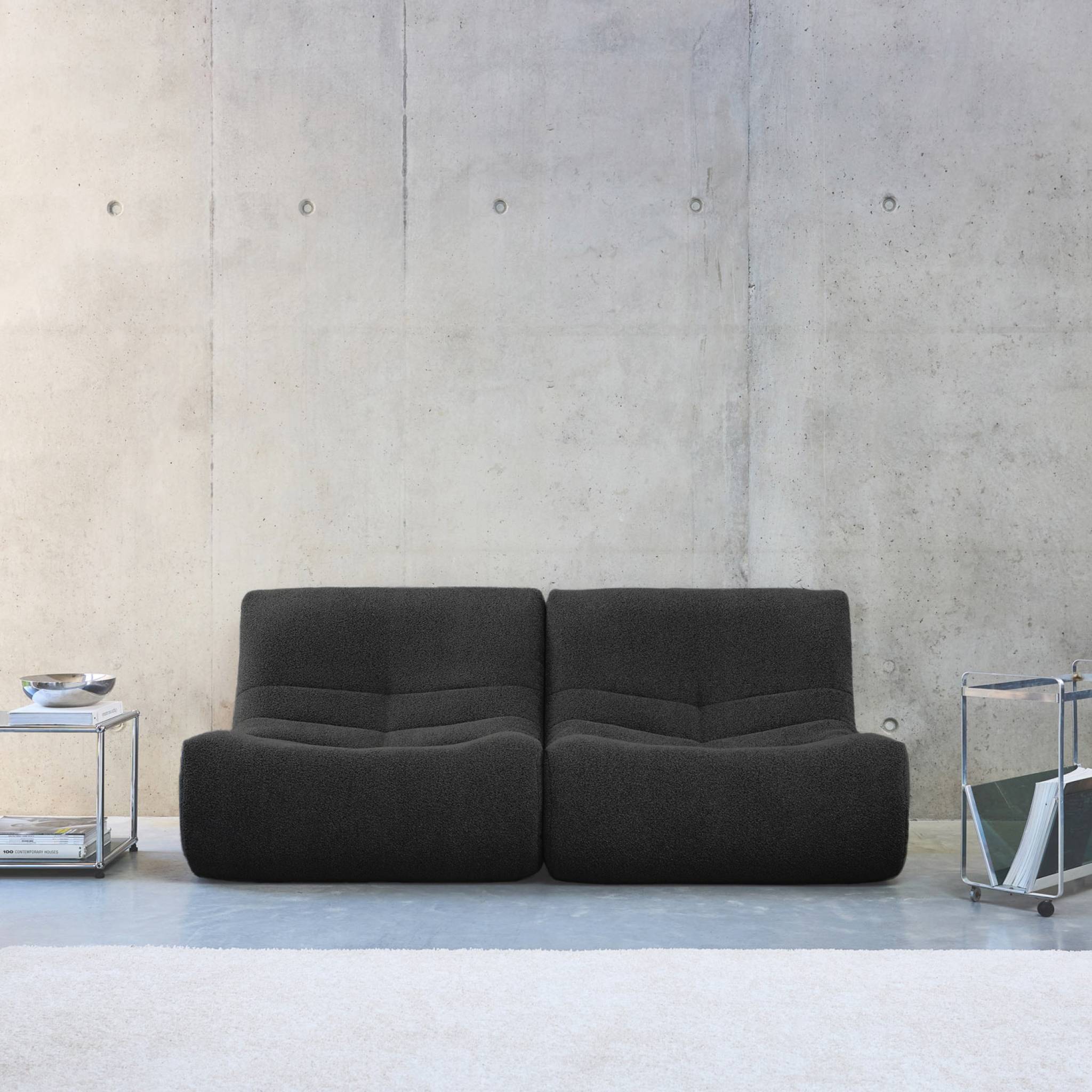 sweeek - Lot de 2 fauteuils chauffeuses en bouclette texturée noir style contemporain 1 place | sweeek - Image 3