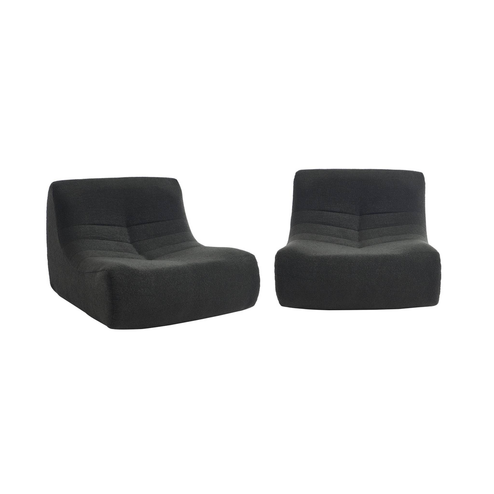 sweeek - Lot de 2 fauteuils chauffeuses en bouclette texturée noir style contemporain 1 place | sweeek - Image 2