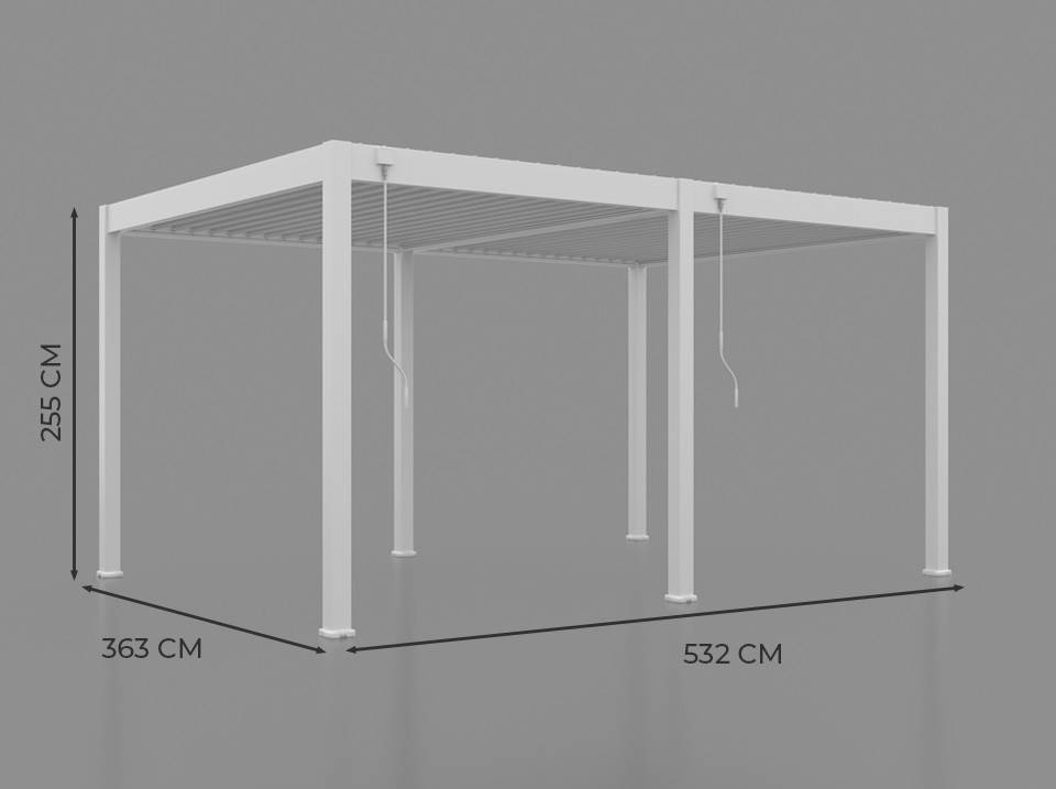 Pergola Bioclimatique Aluminium Autoportée 19m² - 3,6x5,3 - blanc - Lames Orientables de 0 à 120 degrés - ECLIPSE 19 - Image 6