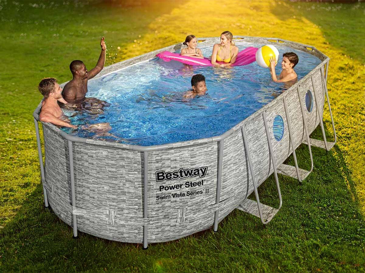 Bestway - Piscine tubulaire Power Steel SwimVista avec hublots ovale 5,49 x 2,74 x 1,22 m - Bestway - Image 1