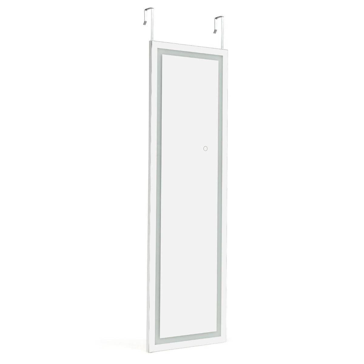 Helloshop26 - Miroir mural led miroir pleine longueur lumineux à 3 couleurs cadre en mdf 120 x 37cm blanc - Image 1
