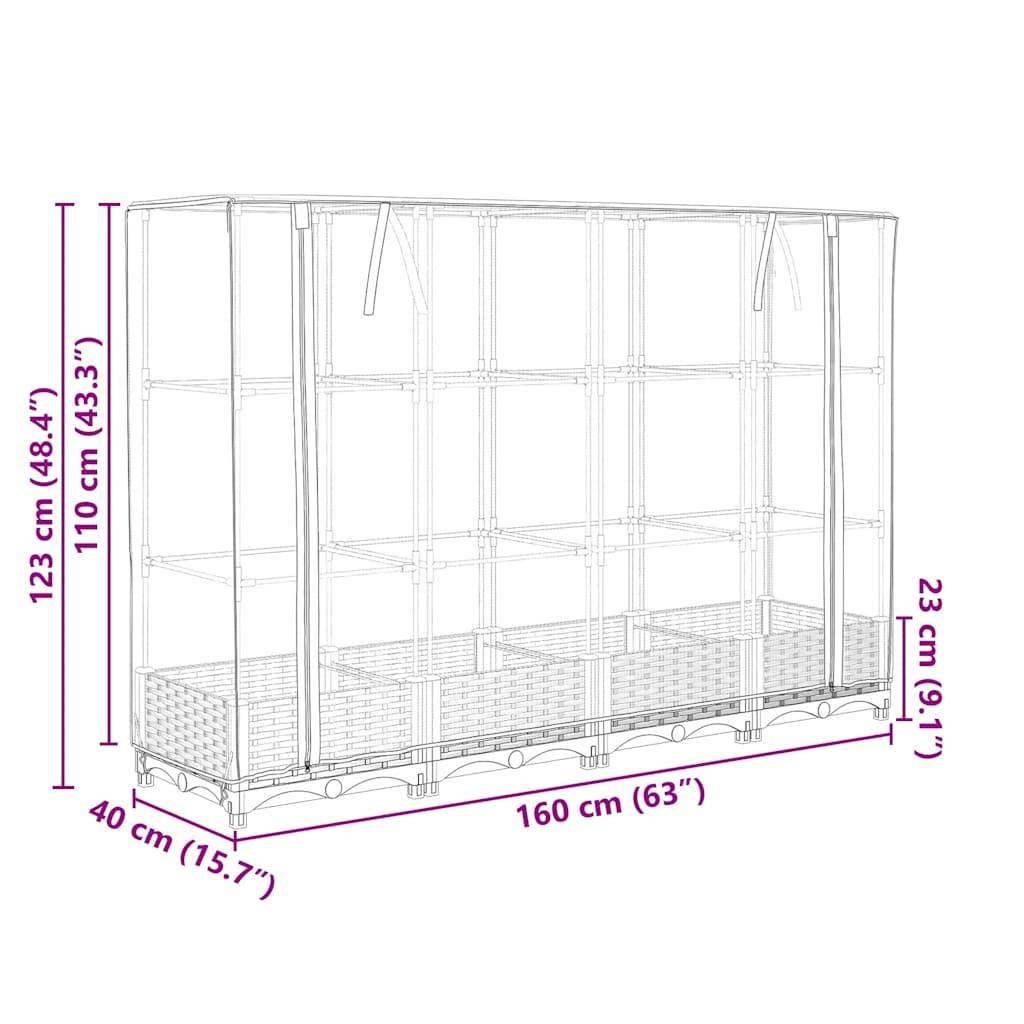Vidaxl - Jardinière surélevée avec housse aspect rotin 160x40x123 cm vidaXL 4015840 - Image 3
