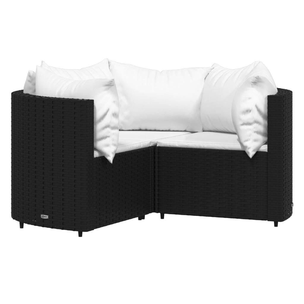 Helloshop26 - Salon de jardin meuble d'extérieur ensemble de mobilier 4 pièces avec coussins noir résine tressée - Image 2