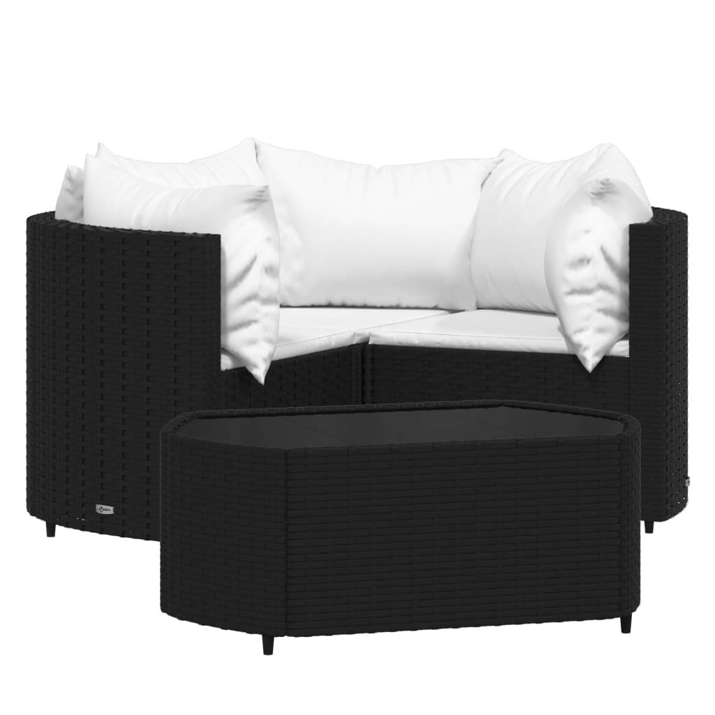 Helloshop26 - Salon de jardin meuble d'extérieur ensemble de mobilier 4 pièces avec coussins noir résine tressée - Image 1
