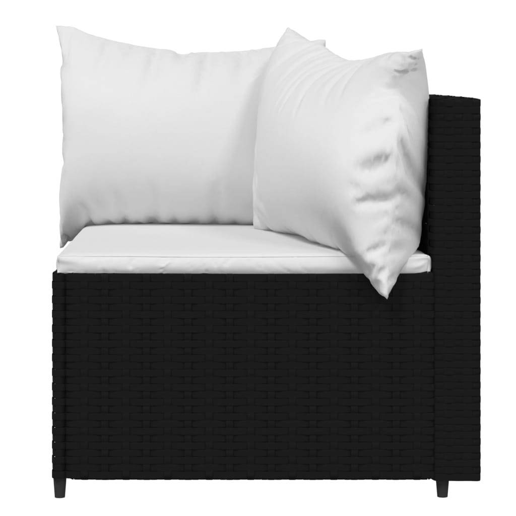 Helloshop26 - Salon de jardin meuble d'extérieur ensemble de mobilier 4 pièces avec coussins noir résine tressée - Image 4