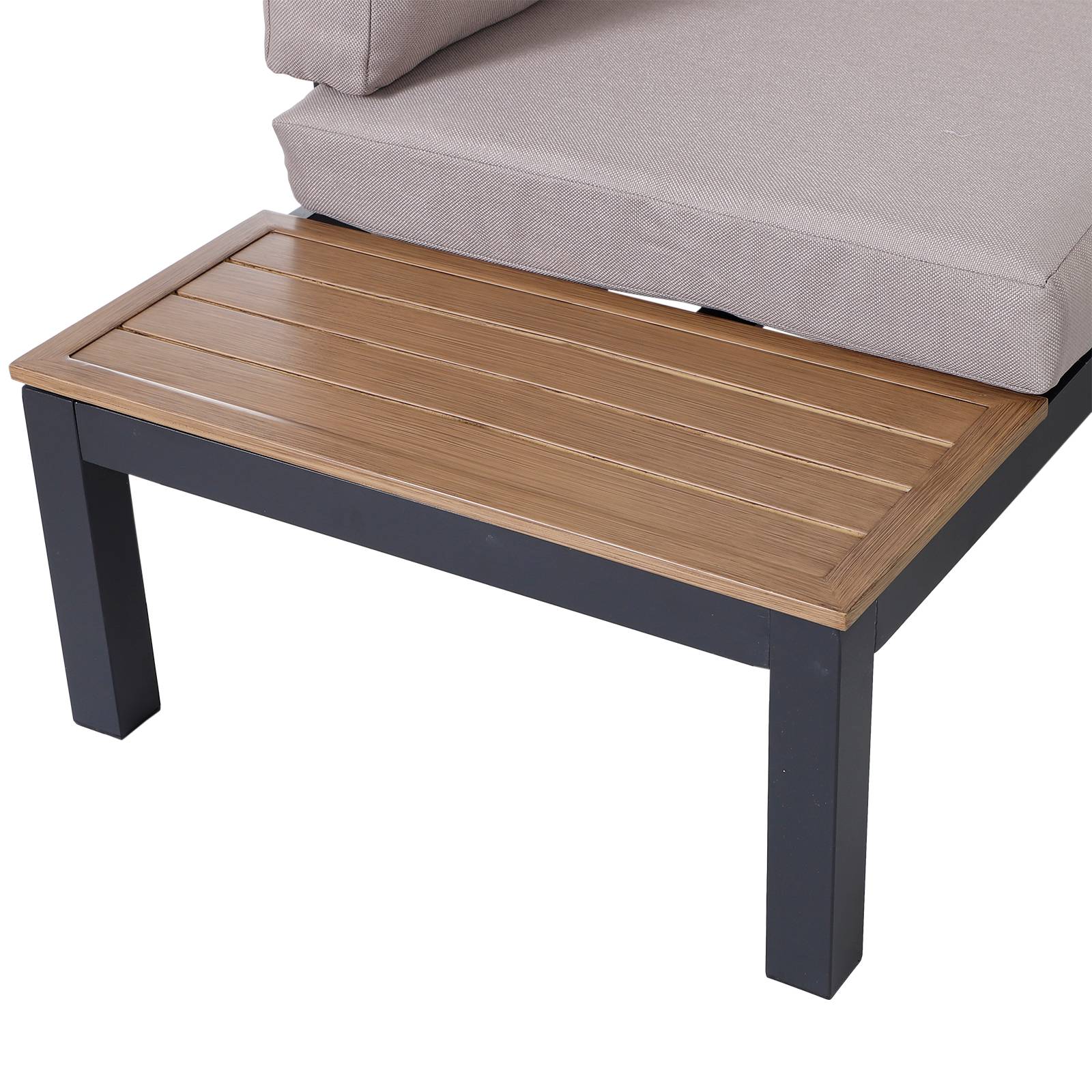 Outsunny - Ensemble salon de jardin d'angle design contemporain 5 places coussins marron table basse alu. noir et imitation bois - Outsunny - Image 6