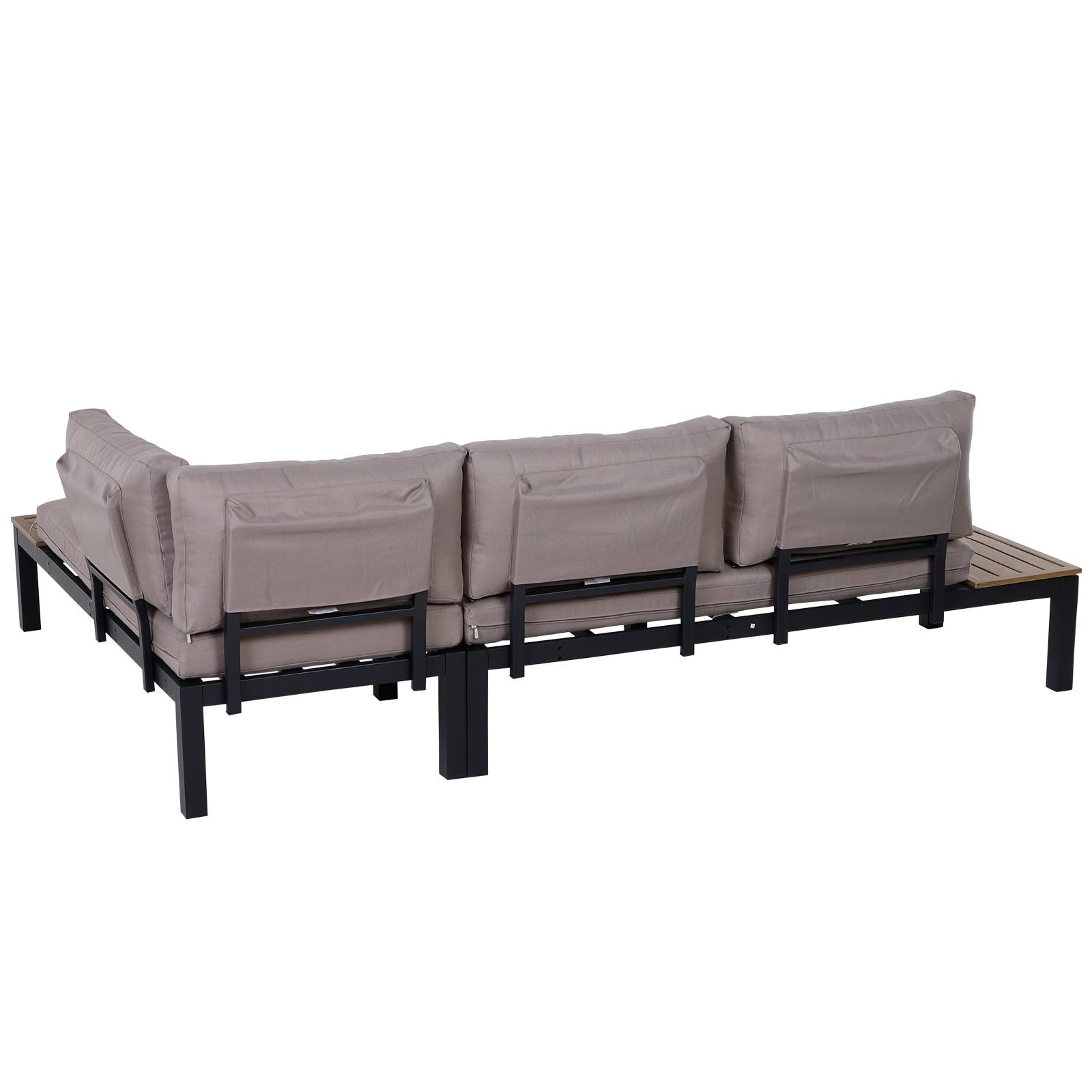 Outsunny - Ensemble salon de jardin d'angle design contemporain 5 places coussins marron table basse alu. noir et imitation bois - Outsunny - Image 9