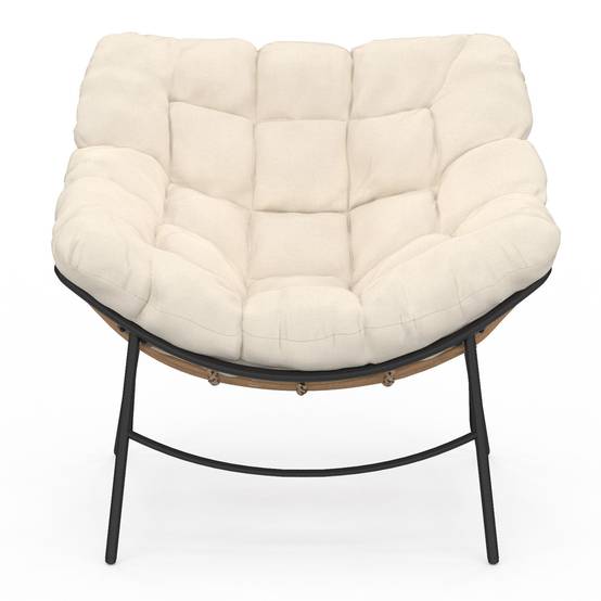 Fauteuil de jardin relax LOA effet rotin avec coussin écru - Image 3