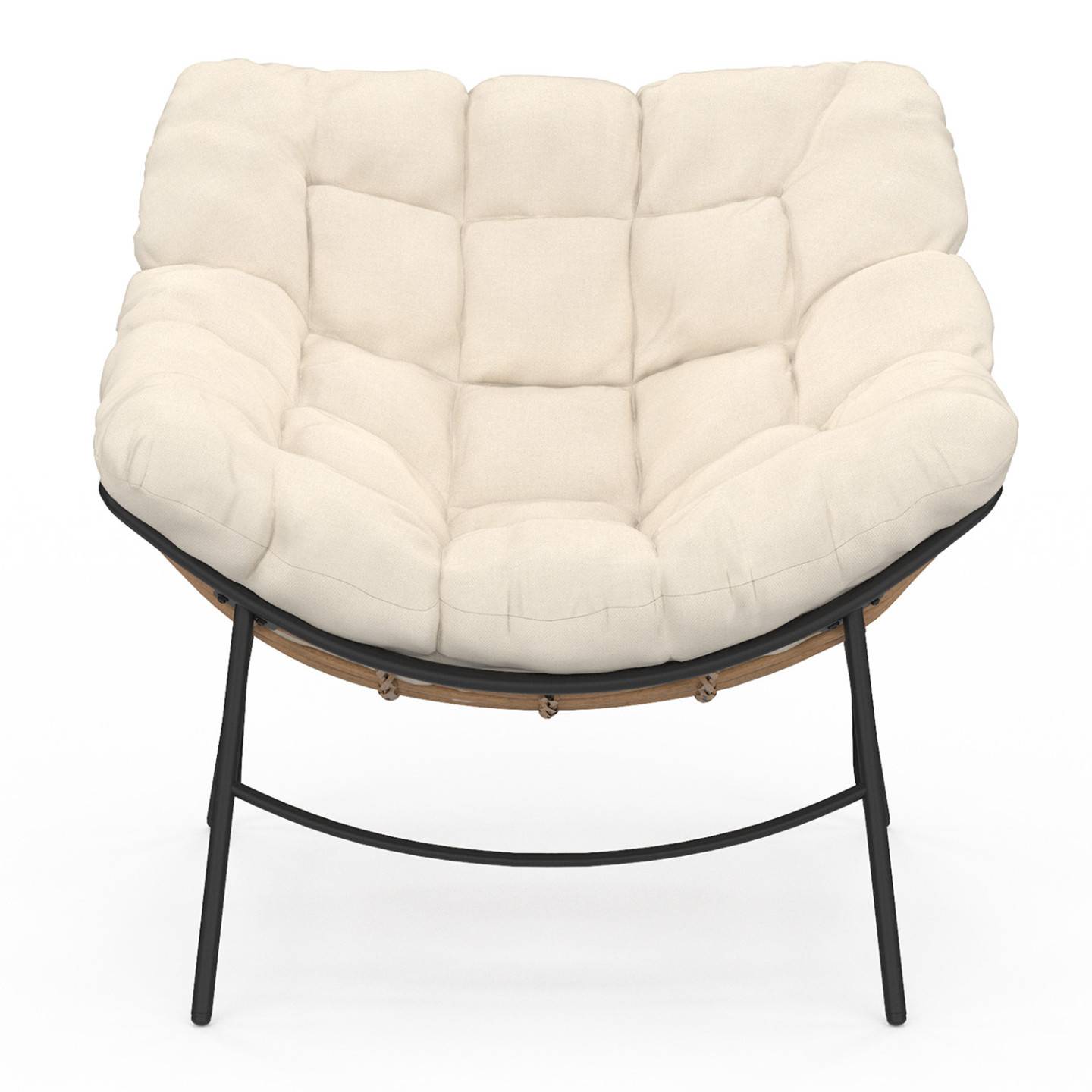 Fauteuil de jardin relax LOA effet rotin avec coussin écru - Image 3