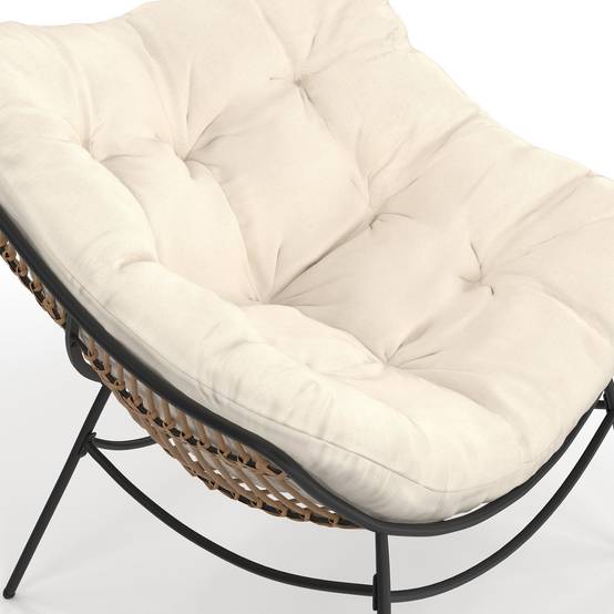 Fauteuil de jardin relax LOA effet rotin avec coussin écru - Image 7