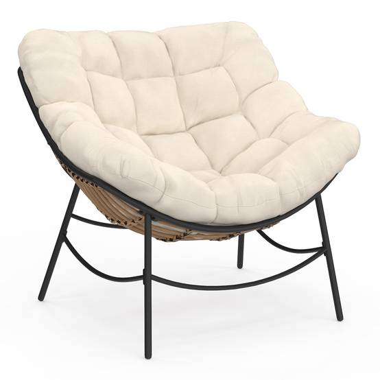 Fauteuil de jardin relax LOA effet rotin avec coussin écru - Image 8