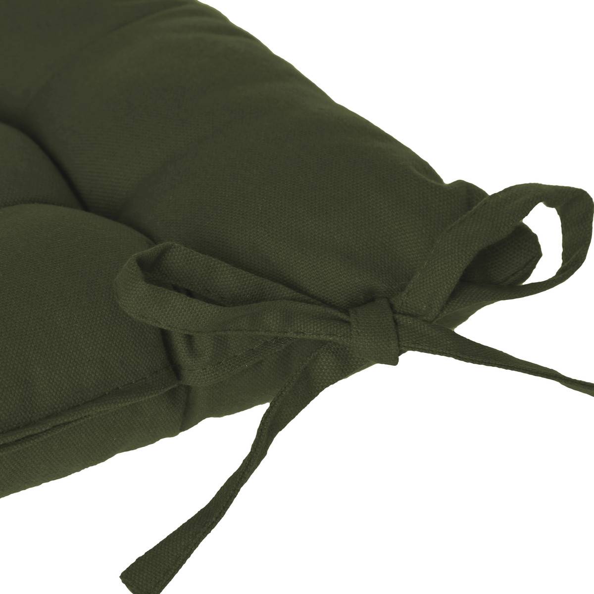 Atmosphera - Lot de 2 Galettes de chaise en Coton Vert kaki 38 x 38 cm - Image 2