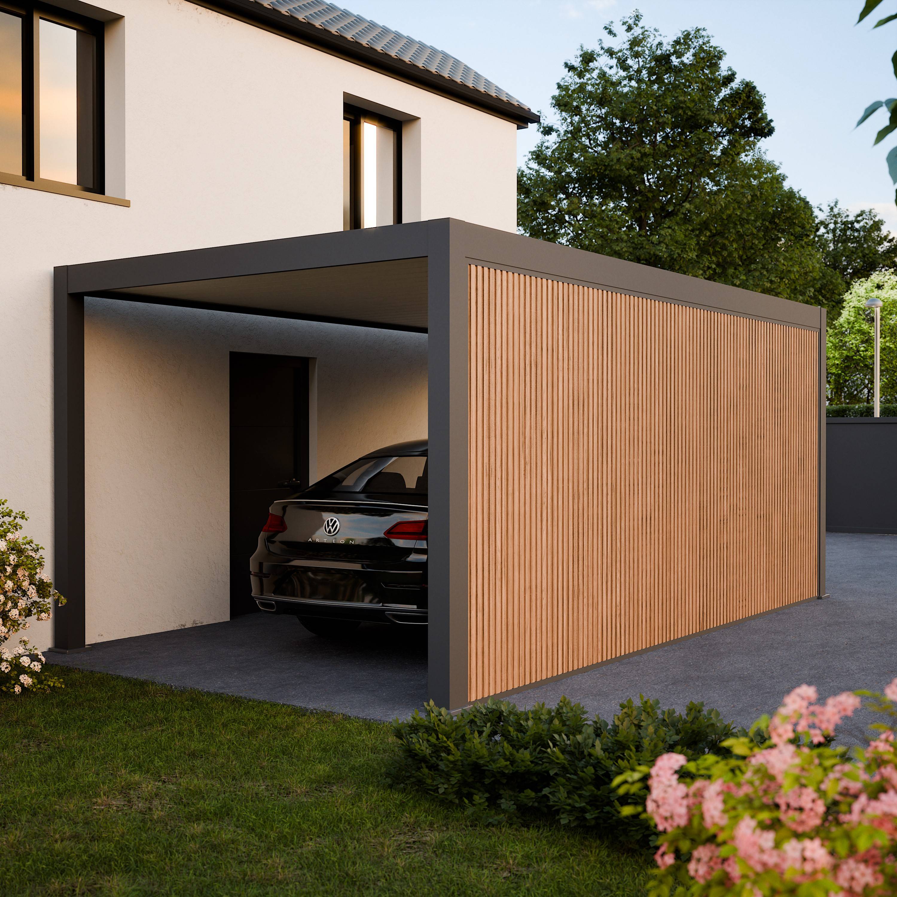 Carport Aluminium 330 x 563 cm PRESTON - 20 m2 - Hauteur : 255 - 1 Voiture - Abri Voiture Autoportant - Sans Déclaration Travaux - Image 2