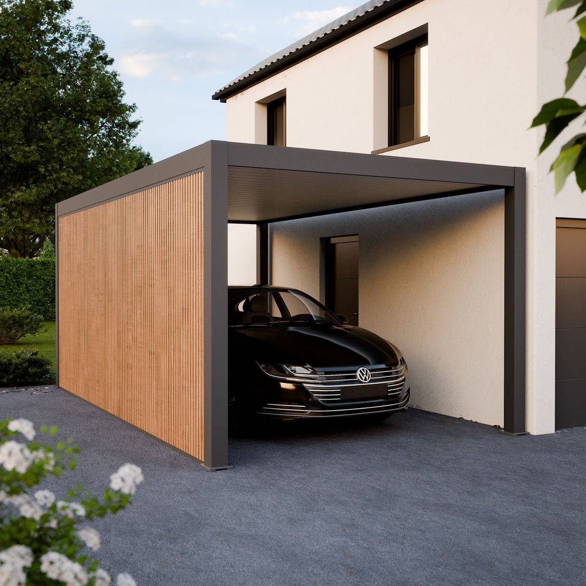 Direct Abris - Carport Aluminium 330 x 563 cm PRESTON - 20 m2 - Hauteur : 255 - 1 Voiture - Abri Voiture Autoportant - Sans Déclaration Travaux