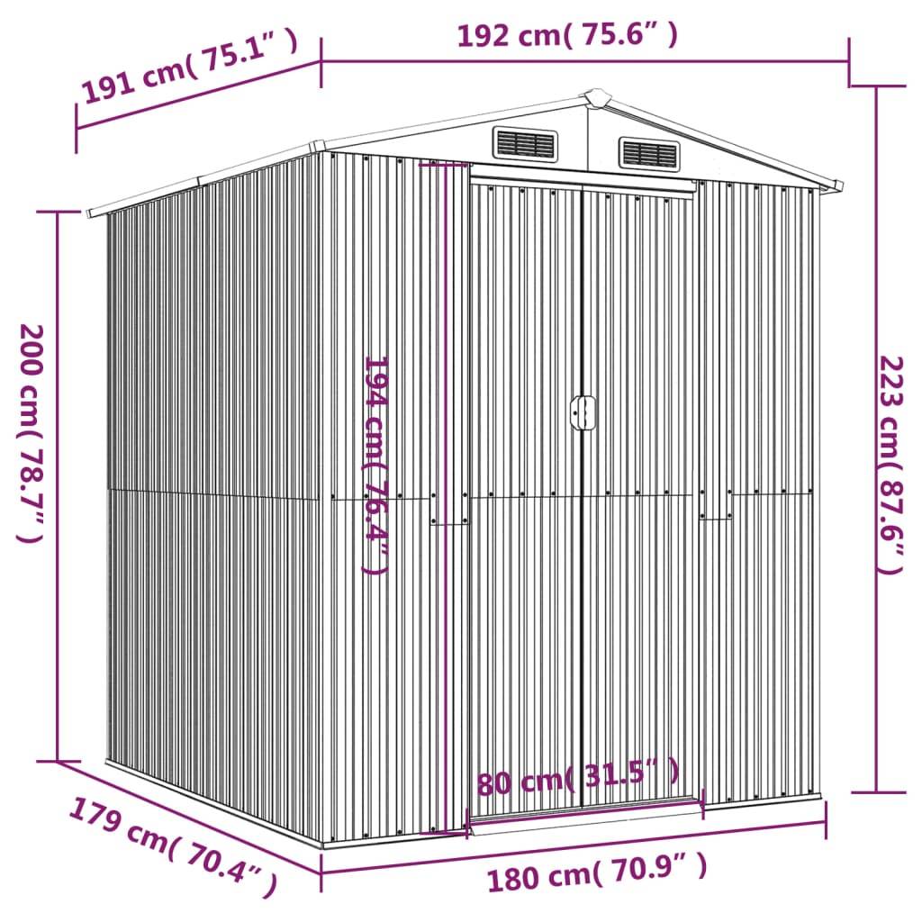 Vidaxl - Abri de jardin Vert 192x191x223 cm Acier galvanisé 3.7m² vidaXL 3147427 - Image 3